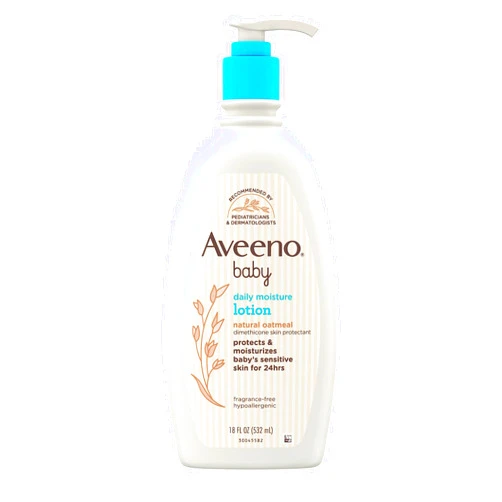 Aveeno Baby Daily Moisture Moisturizing Lotion for Delicate Skin with Natural Colloidal Oatmeal & Dimethicone, Hypoallergenic, Fragrance-, Phthalate- & Paraben-Free, 18 fl. oz (Package may vary) (Pack of 1)