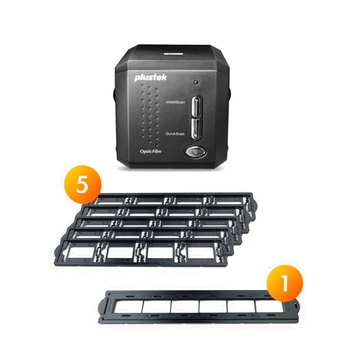 PlustekOpticFilm 8200i SE Film & Slide Scanner Converter + 35mm Mounted Slide Holders kit x 2