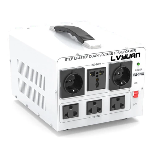 LVYUAN Heavy Duty 5000W Watt Voltage Transformer Converter Step Up/Down Converter 110/120 Volt - 220/240 Volt with 3 US,2 European,1 Universal Outlets and CE Certified,Circuit Break Protection