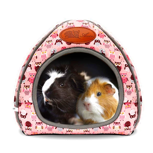 BWOGUE Guinea Pig House Bed Cozy Hamster Cave Large Hideout for Dwarf Rabbits Hedgehog Bearded Dragon Winter Nest Hamster Cage Accessories
