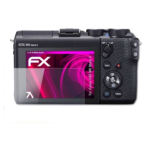 AtFoliX Plastic Glass Protective Film compatible with Canon EOS M6 Mark II Glass Protector, 9H Hybrid-Glass FX Glass Screen Protector of plastic