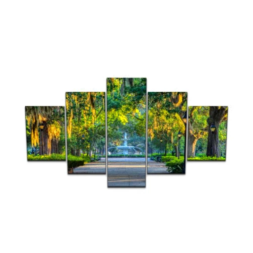 UVRKQYOSGKB Large Canvas Print 5 Panels Art Wall Paintings Spanish Moss Savannah Georgia Stretched Framed Wall Poster Picture on Canvas Home Decor - 60x32 Inch Total