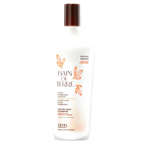 Bain de Terre Coconut Papaya Ultra Hydrating Shampoo, Moisture Quench for Dry, Damaged Hair, with Argan & Monoi Oils, Paraben-Free, Color-Safe, Vegan
