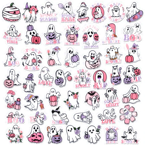 Wavwavw 50 Pcs Ghost Patches Iron on Halloween Patches Embroidered Patches Applique Cute Pumpkin Boo Sew on Ghost Iron on for Clothes Hats Backpacks Jackets Accessories