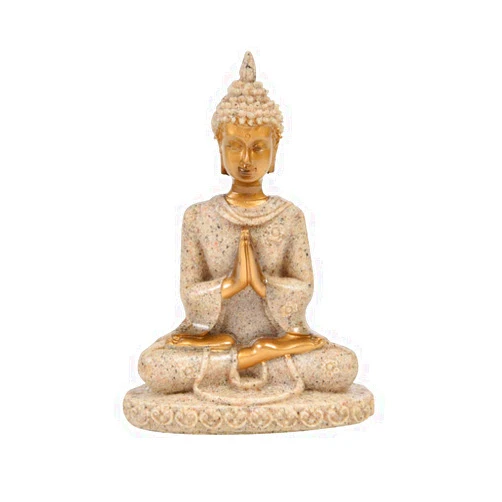 Comimark 1Pcs Handmade Meditation Buddha Statue Sandstone Sculpture Figurine