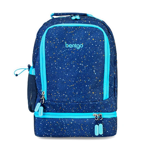 Bentgo Kids 2-in-1 Backpack & Insulated Lunch Bag - Confetti Designed 16” Backpack for School & Travel -, Durable, Water Resistant, Padded, & Large Compartments (Confetti Edition - Abyss Blue)