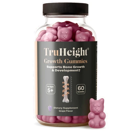 TruHeight Growth Gummies (Grape) Tall Nutrition for Natural Growth Supplement for Kids & Teens - Vitamin D, K, Calcium & Ashwagandha, Bone Strength Vitamins D3 K2, Picky Eater, Taller Ages 5+