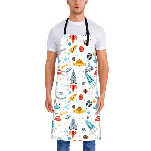 Kashinn Waterproof Apron with 2 Pockets Unique Cartoon Rockets Designs for Chefs Artists DIY Lovers
