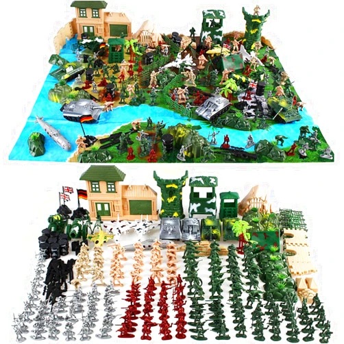 Cp-Tree Huge Simulated Battlefield Play 300 Piece Military Base Set Suit Military Play-Set