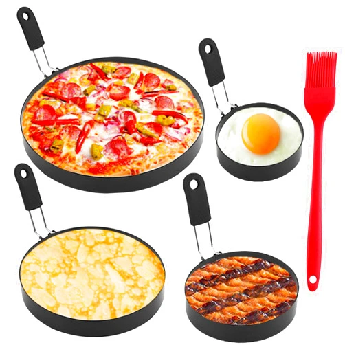 EJIUJIUO 4 Packs Omelet Ring & Pancakes Ring & Egg Ring Set for Griddle,Non-stick Stainless Steel 8