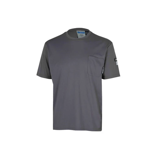 Oberon FR Arc Rated Safety Shirt For Men - Flame Resistant Cotton T-shirt - 11 Cal - Chest Pocket - Navy Blue, Gray