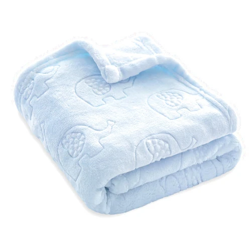 BORITAR Fleece Baby Blanket with 3D Elephant Design for Boys Girls, Ultra Soft Cozy Receiving Blanket for Newborn Infant Toddler, Fluffy Blanket for Crib, Stroller (30x40 Inches, Light Blue)
