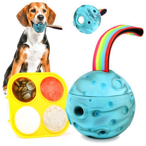 AsFrost Dog Chew Toys Freezable for Boredom Anxiety Relief, Tough Safe Dental Aid Dog Interactive Toys Balls for Aggressive Chewers, Dog Toothbrush Slow Feeder Dog Chews, Keep Them Busy Long Lasting Dog Gift