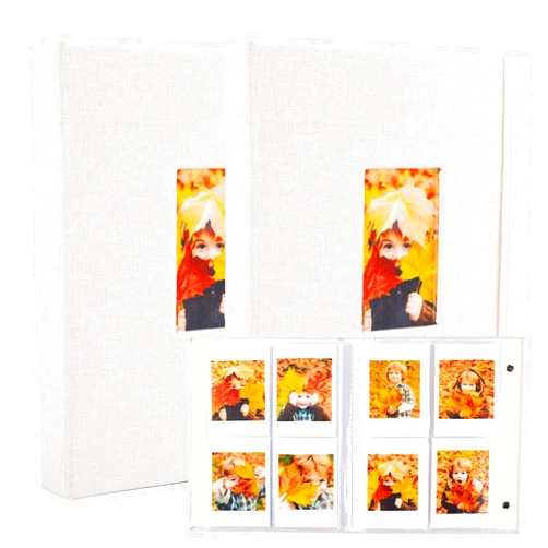 Ayorasly 2 Pack Polaroid Photo Albums, Each Holds 280 Photos, Beige Memory Books for 2 × 3 Pictures, Linen Cover Photocard Albums with Display Window, Great for Wedding Travel Baby Growth