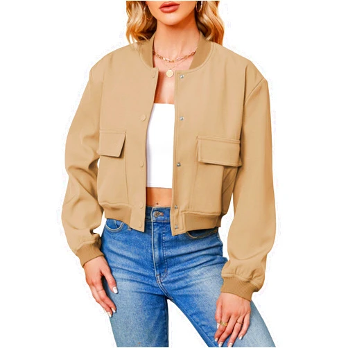 Durio Womens Bomber Jacket Fashion Short Cropped Jacket Casual Jackets for Women Varsity Jacket with Pockets Spring Fall