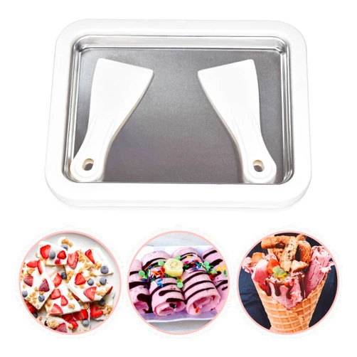 FSZSEES Rolled Ice Cream Maker, Instant Ice Cream Machine, Instant Cold Plate for Diy Ice Cream, Fruit Frozen Yogurt (White)