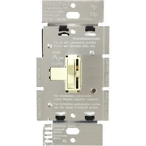 Lutron Toggler Incandescent Dimmer Switch, 600-Watt 3-Way Preset, AY-603P-AL, Almond