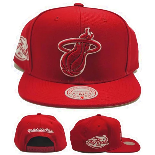 Mitchell & Ness Miami Heat New Back to Basics NBA Finals 2013 Red White Snapback Hat Cap