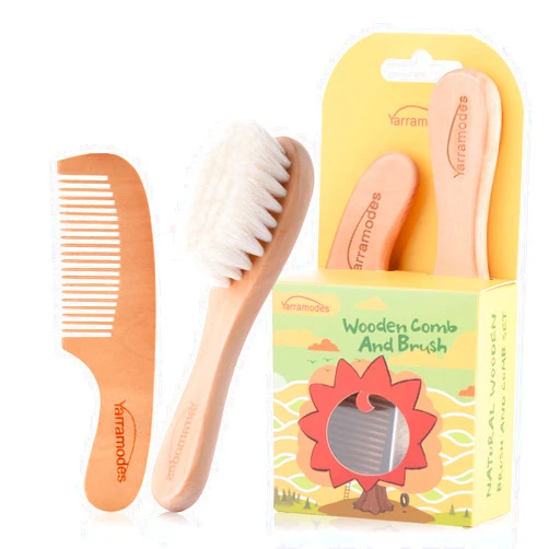 Bobiolam YarraModes Baby Goat Hair Brush and Comb Set for Newborns & Toddlers| Eco-Friendly Safe Brush | Natural Wooden Comb | Soft Bristles for Cradle Cap | Perfect Baby Shower and Registry Gift