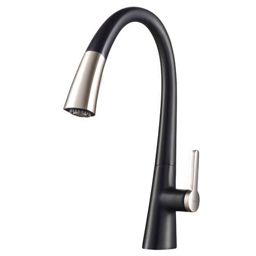Kraus KPF-1673SFSMB Nolen Dual Function Pull, Faucets for Kitchen Sinks, Single-Handle, 16 3/8 Inch, Spot Free Stainless Steel/Matte Black