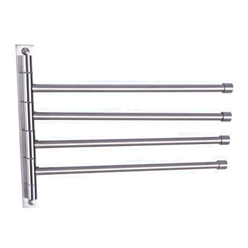 GERZWY Swivel Towel Bar SUS 304 Stainless Steel 4-Arm Bathroom Swing Hanger Towel Rack Holder Storage Organizer Space Saving Wall Mount Brushed Finish