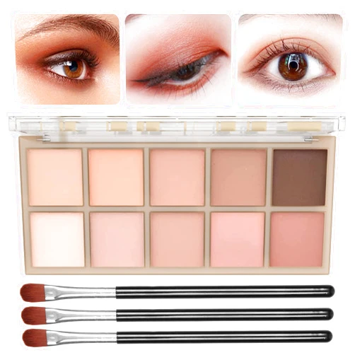 Sulily 10 Colors Eyeshadow Palette Matte Naked Eye Shadow Makeup,High Pigmented, Naturing-Looking, Ultra-Blendable,Long Lasting High Pigment Nude Eyeshadow with 3 Eyeshadow Brush(Milk Tea)