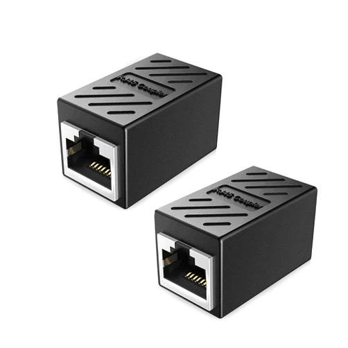 Abrity RJ45 Coupler, Shielded Ethernet Coupler, Cat7 Inline LAN Coupler 8P8C Ethernet Extender Adapter Ideal for Extending The Ethernet Cables Female to Female Connector (2Pack-Cat7-Black)