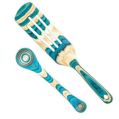 Totally Bamboo Baltique Mykonos Collection 2 Piece Cooking Utensil Set, Spurtle & Measuring Spoon