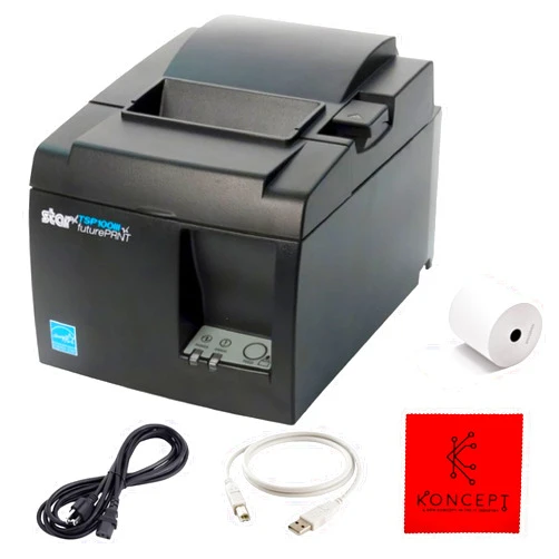 Koncept Star Micronics TSP143IIIU USB ONLY - NOT Bluetooth - Thermal Receipt Printer Bundle - 1 Year Warranty - with USB 2.0 Cable, Universal Cord and Microfiber Cleaning Cloth - TSP100iii-USB (Renewed)