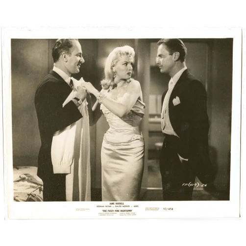 MOVIE PHOTO: Fuzzy Pink Nightgown 1957-8 X 10 B&W still-Jane Russell-Keenan Wymm-VG