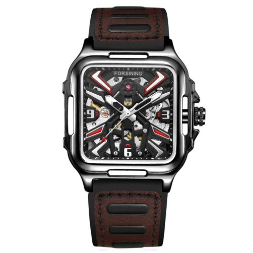 FORSINING Automatic Mechanical Wrist Watch for MeMenns Waterproof Watches with Stainless Steel Skeleton Transparent Dial with Carving