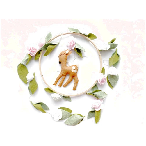 RainbowSmileShop Deer Baby Mobile Woodland baby grib mobile Woodland flower nursery Fawn nursery mobile Floral baby mobile Baby girl mobile Floral Animals