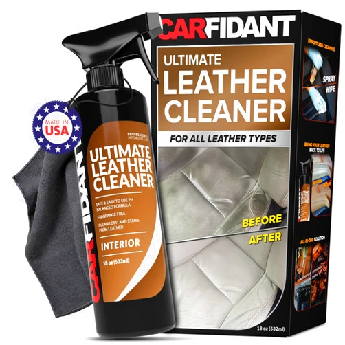 Carfidant Ultimate Leather Cleaner & Stain Remover for Cars - Cleans and Restores Seats, Coach, Purses, Handbags, Furniture, Shoe, Boot, Sofa and Interior