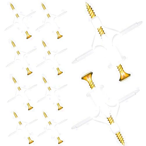 AnrSee Drywall Anchor Kit Hollow Wall Anchors Plasterboard Plugs & Screws Butterfly Expansion Tube Pipe for Curtain Gypsum Board Wall Installation Fastener Hardware (Anchor 50pcs+Screws 50pcs)