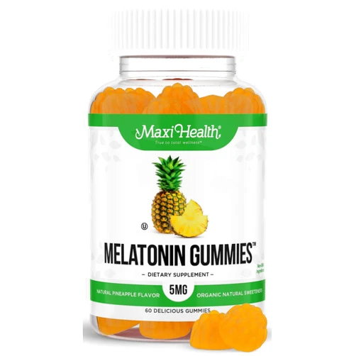 Maxi Health Melatonin Gummies for Kids – 5 mg Chewable Sleep Aid Gummy - Supplement for Children and Adults - Helps Fall Asleep Faster and Stay Sleeping Longer – 60 Count