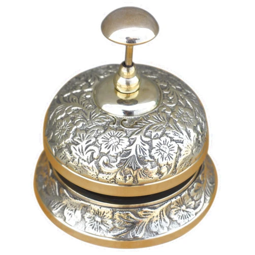 Generic Brass Desk/Table Bell. Victorian Style Vintage Embosed Call Bell for Hotel, Office, Receptions, Decorations & Service Counter.