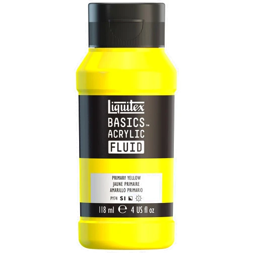 Liquitex BASICS Acrylic Fluid Paint, 118ml (4-oz) Bottle, Primary Yellow