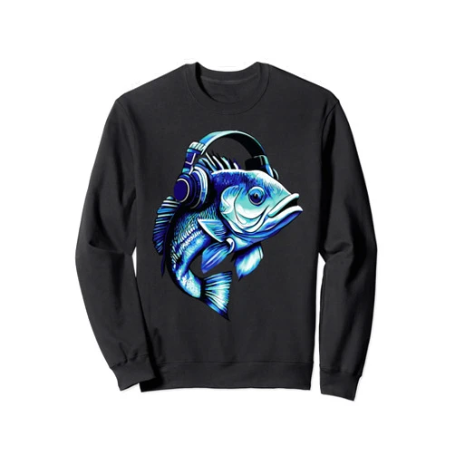 Angler Angeln, Fischer Geschenke, lustige Sprüche Japanese Fish with Headphones for Men Women Children Sweatshirt