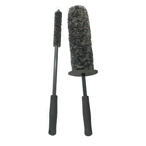 SOYS 2 Pcs Car Wheel Rim Brush Kit, 1PCs Wheel Rim Brush, Car Cleaning Brush Fiber Rod Sets, Steel Ring Fiber Cleaning Brush, Long Handle Cleaning Brush, Great to Clean Dirty Tire