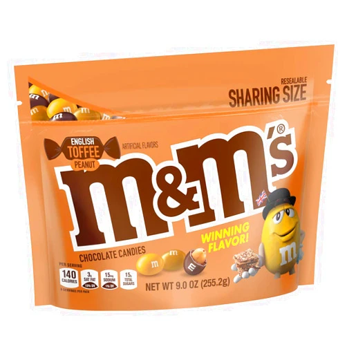 M&M's English Toffee Chocolate Candy, 9 Oz Bag, 9 Oz