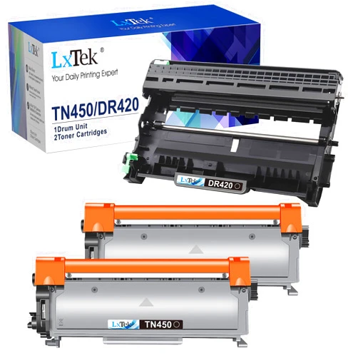 LxTek Compatible Toner Cartridge & Drum Unit Replacements for Brother TN450 TN-450 DR420 DR-420 to use with FAX-2940 FAX-2840 MFC-7240 HL-2270DW Printer (2 Toner Cartridges, 1 Drum Unit, 3 Pack)