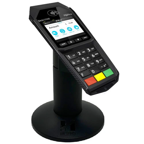 HILIPRO Swivel Point of Sale Stand for Ingenico Desk 1500 Pinpad - UPM Complete POS Stand - Sturdy Credit Card Payment Machine Metal Stand