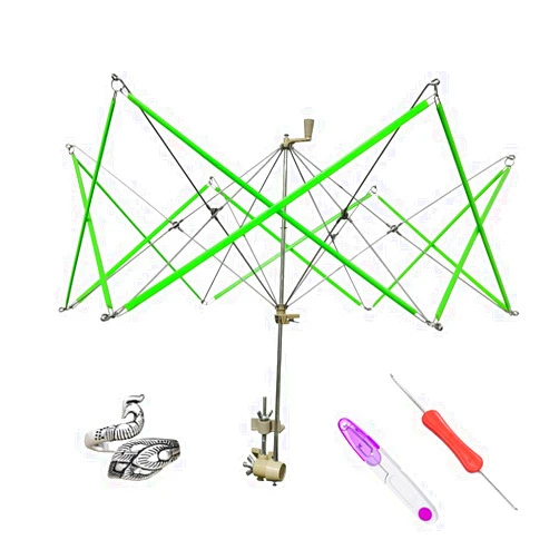 RRigo Yarn Swift Yarn Winder Yarn Ball Winder Knitting Yarn Holder for Skeins + 1 Pcs Scissors + 1PCS Adjustable Knitting Loop Crochet + 1PCS Crochet