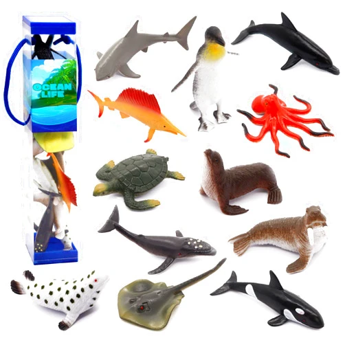 Fun Gift 12 pcs Animal Sea Figures Ocean Toy for Kids: Sharks, Whales & Octopus-Sea Animal Toys Set,Gifts for Kids & Toddlers-Ages 3