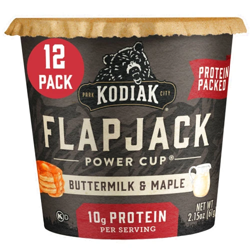 Kodiak Cakes Instant Pancake & Flapjack Cups, Buttermilk & Maple, High Protein, 100% Whole Grains, (Pack of 12)