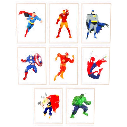 BigWig Prints - Superhero Posters for Kids, Comic Book Wall Art, Superhero Room Decor for Boys, Avengers and Justice League Prints, Colorful Wall Decor for Bedroom or Playroom -Unframed 8 Pack (8x10)