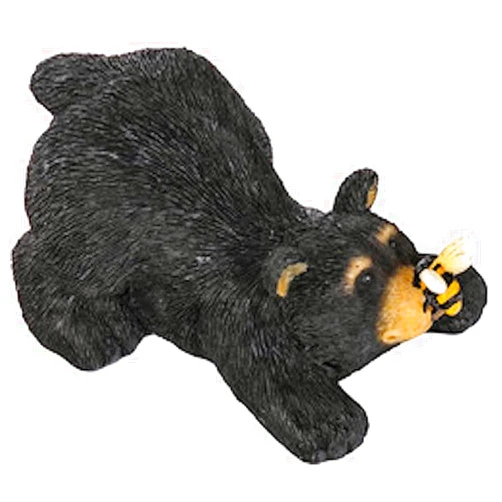 The Bridge Collection Black Bear with Bee Figurine - Honey Bee and Black Bear Figure for Home, Cabin Decor