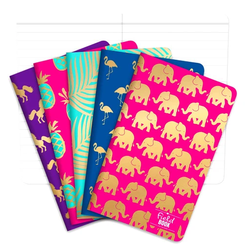 Elan Publishing Company Field Notebook/Pocket Journal - Gold Foil Patterns - Lined Memo Book (3.5