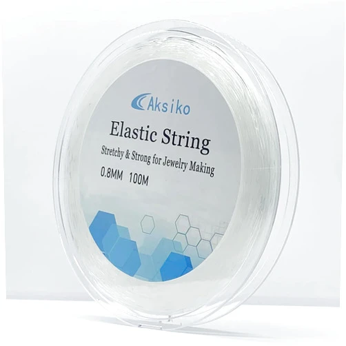 Aksiko Elastic Bracelet String Cord Stretch Beading Cord, 0.8mm 328ft Crystal Elastic Bead String Cord for Bracelet Beading and Jewelry Making