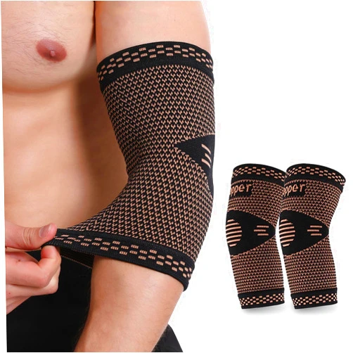 LISEPWU Copper Elbow Brace - Copper Infused Elbow Support Compression Sleeve, Reduces Strain & Swelling for Tendonitis, Tennis Elbow, Golf Elbow, and Elbow Pain for Men and Women, Comfortable Fabric(L)